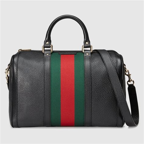 gucci vintage web boston bag black leather|authentic gucci boston bag.